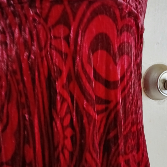 Vintage Red Velvet Maxi Dress Silk Blend Whimsigoth Burnout - Picture 7 of 15